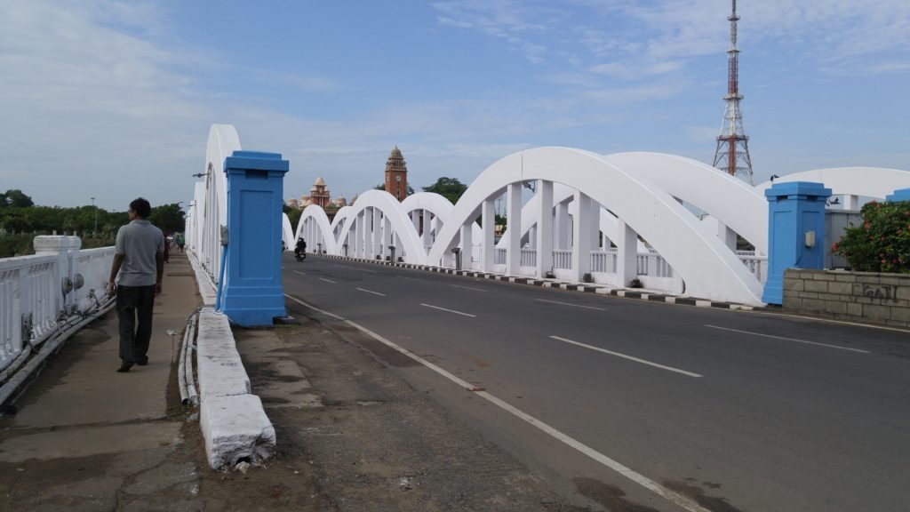 Napier Bridge that is built over the Cooum