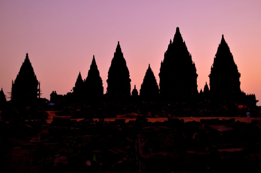 Prambanan temple sunset