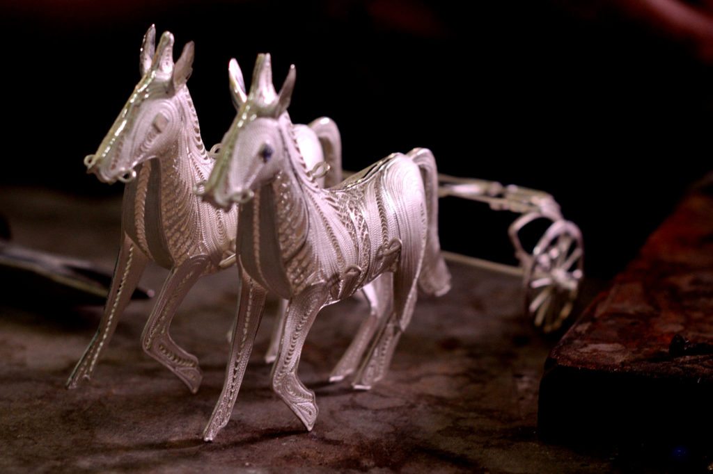 Silver horses crafted by these craftsmen 