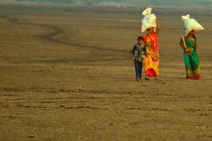 People walking in the Rann - not a common sight